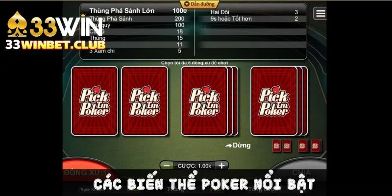 Các loại poker xuất hiện nhiều tại sòng bài casino
